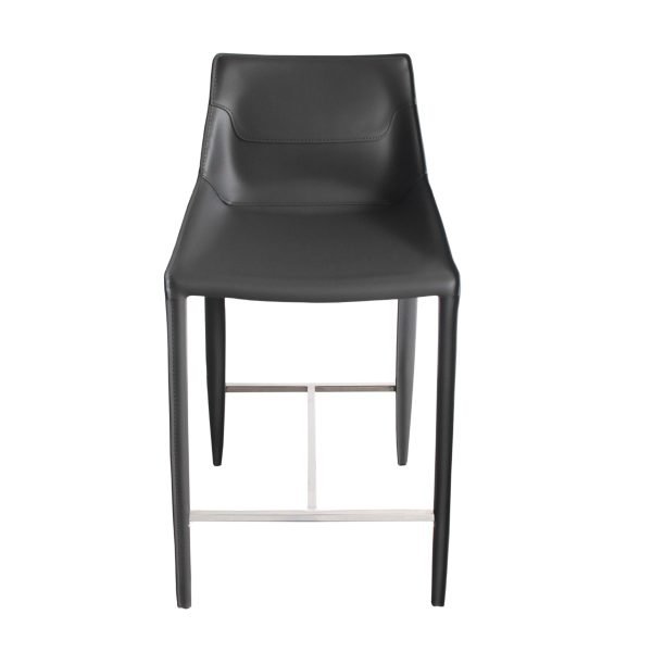 Modrest Halo - Modern Grey Saddle Leather Counter Stool - Image 2