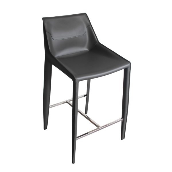 Modrest Halo - Modern Grey Saddle Leather Counter Stool - Image 3