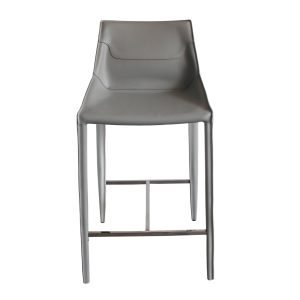 Modrest Halo - Modern Light Grey Saddle Leather Counter Stool