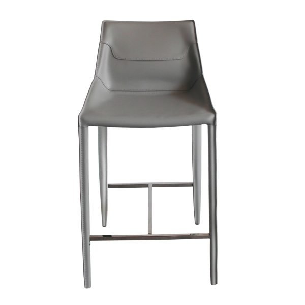 Modrest Halo - Modern Light Grey Saddle Leather Counter Stool