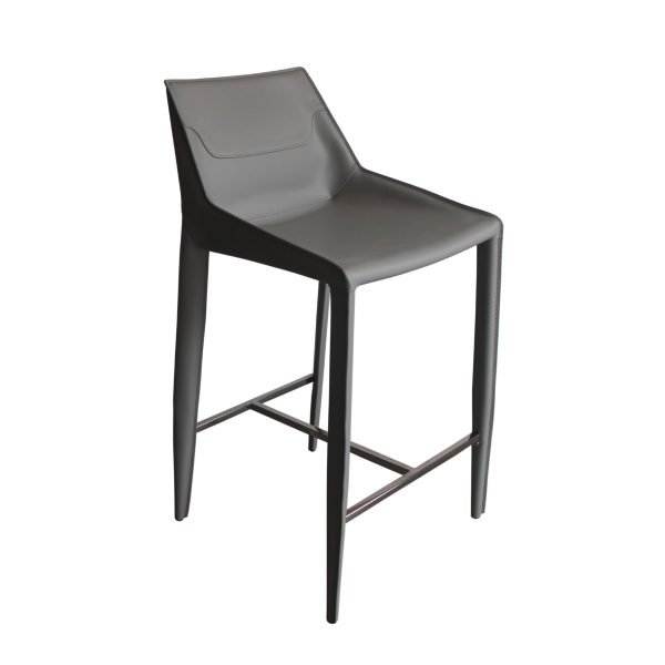 Modrest Halo - Modern Light Grey Saddle Leather Counter Stool - Image 2