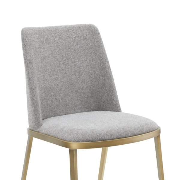 Modrest Brent- Contemporary Light Grey Fabric + Brass Dining Chair Set of 2 - Image 4