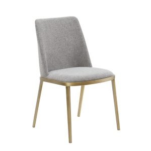 Modrest Brent- Contemporary Light Grey Fabric + Brass Dining Chair Set of 2