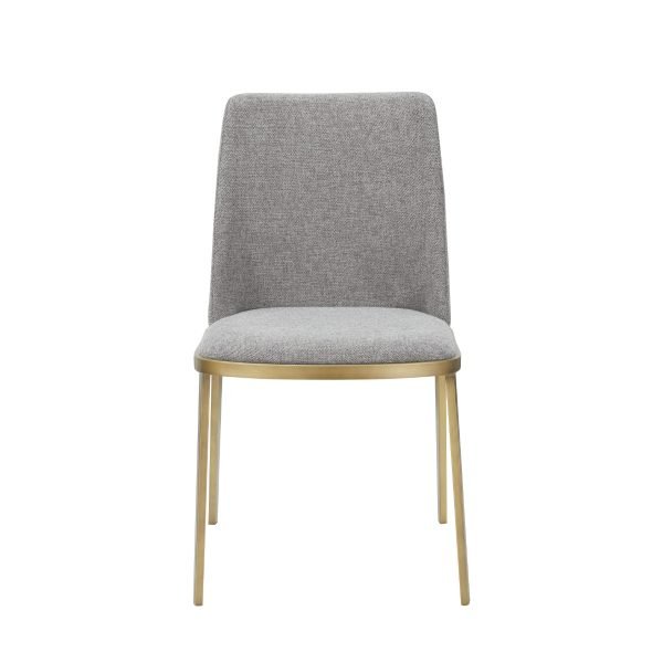 Modrest Brent- Contemporary Light Grey Fabric + Brass Dining Chair Set of 2 - Image 2