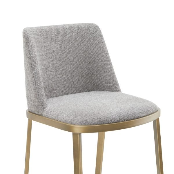 Modrest Brent- Contemporary Light Grey Fabric + Brass Counter Stool - Image 3