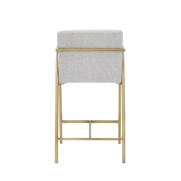 Modrest Burnham- Contemporary Off White Fabric + Brass Counter Stool - Image 3
