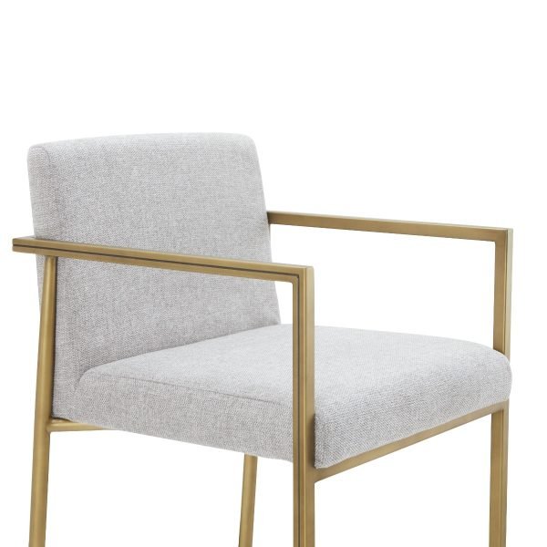 Modrest Burnham- Contemporary Off White Fabric + Brass Counter Stool - Image 4