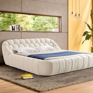 Divani Casa Yolonda - Modern Off-White Fabric Bed-queen