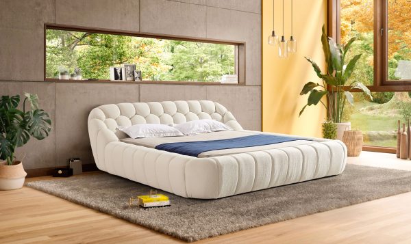 Divani Casa Yolonda - Modern Off-White Fabric Bed-eastern