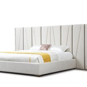 Modrest Nixa - Modern Beige Velvet + Brushed Bronze Bed-queen