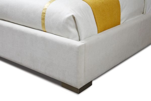 Modrest Nixa - Modern Beige Velvet + Brushed Bronze Bed-eastern - Image 4