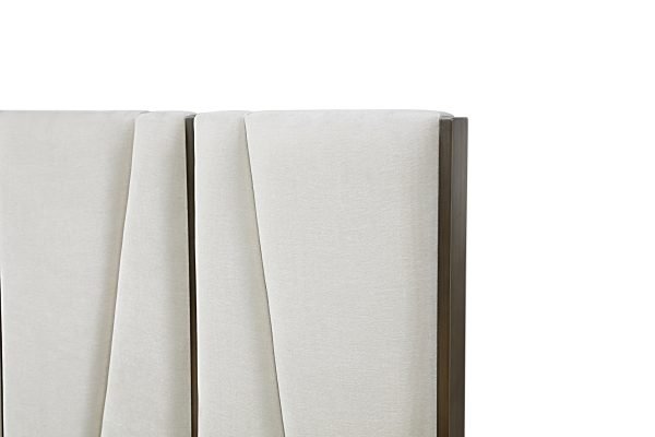 Modrest Nixa - Modern Beige Velvet + Brushed Bronze Bed-eastern - Image 5