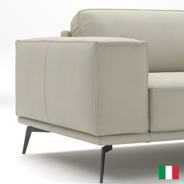 Coronelli Collezioni Soho - Italian RAF Light Grey Leather Sectional Sofa - Image 3
