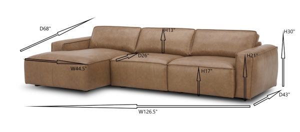 Modrest Cambria - Modern LAF Cognac Leather Sectional Sofa - Image 2