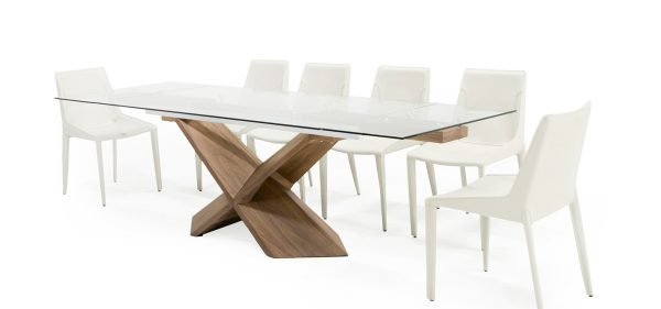 Modrest Scott - Modern Walnut and Glass Extendable 70.5"/106" Dining Table - Image 3