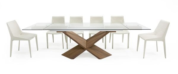 Modrest Scott - Modern Walnut and Glass Extendable 70.5"/106" Dining Table - Image 5