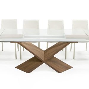 Modrest Scott - Modern Walnut and Glass Extendable 70.5"/106" Dining Table