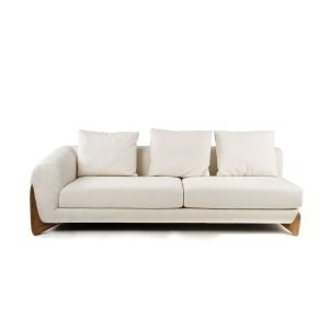 Modrest Fleury - Contemporary Cream Fabric and Walnut RAF Sectional Sofa