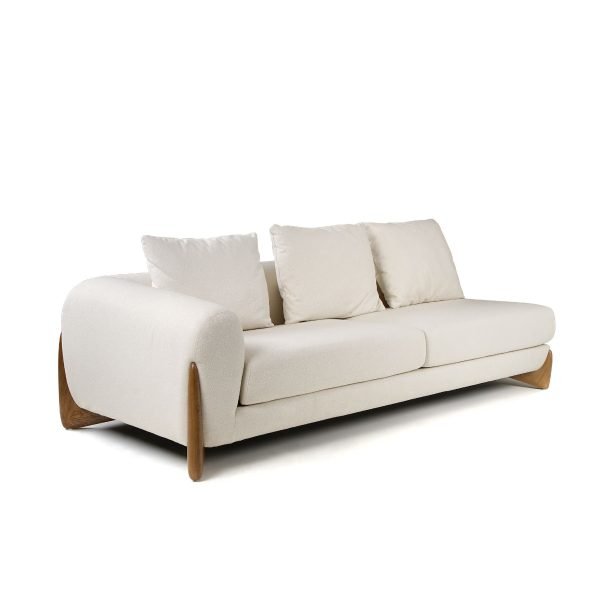 Modrest Fleury - Contemporary Cream Fabric and Walnut RAF Sectional Sofa - Image 2