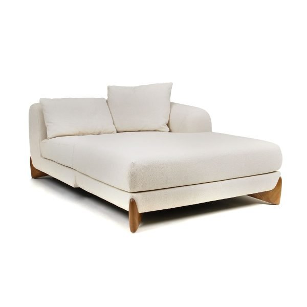 Modrest Fleury - Contemporary Cream Fabric and Walnut RAF Sectional Sofa - Image 3