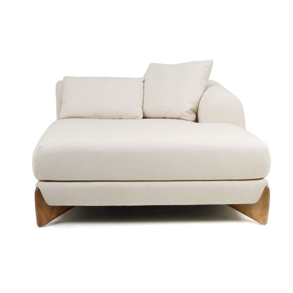 Modrest Fleury - Contemporary Cream Fabric and Walnut RAF Sectional Sofa - Image 4