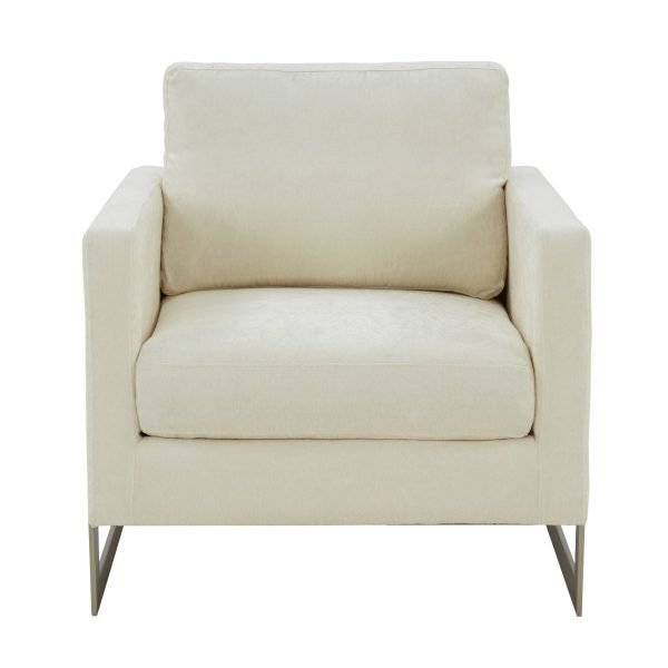 Modrest Prince - Contemporary Off White Fabric and Silver Accent Chair - Image 2