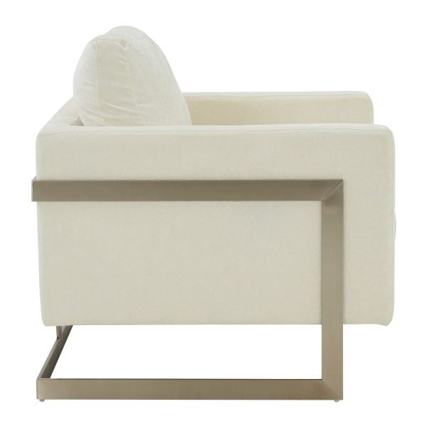 Modrest Prince - Contemporary Off White Fabric and Silver Accent Chair - Image 3