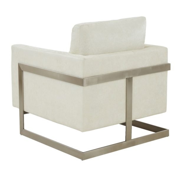 Modrest Prince - Contemporary Off White Fabric and Silver Accent Chair - Image 4