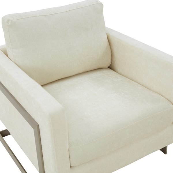 Modrest Prince - Contemporary Off White Fabric and Silver Accent Chair - Image 5