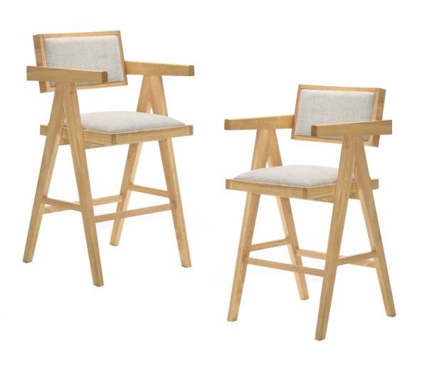 Modrest Fern - Modern Natural and Beige Counter Stool Set of 2 - Image 4