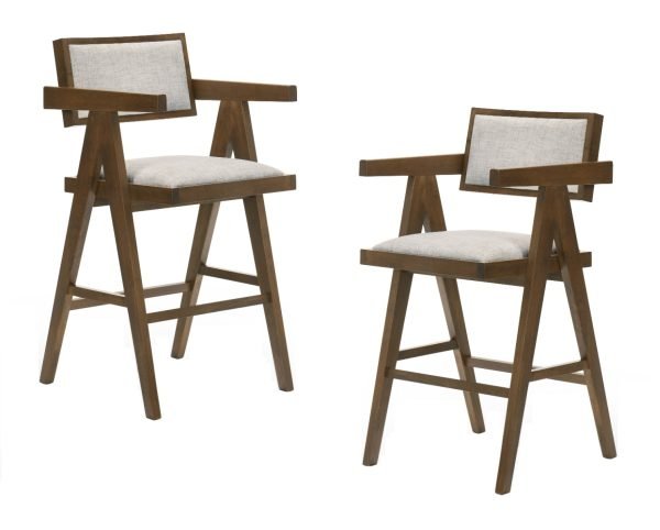 Modrest Fern - Modern Walnut and Beige Counter Stool Set of 2 - Image 4