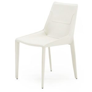 Modrest Halo - Modern Ivory Saddle Leather Dining Chair Set of 2