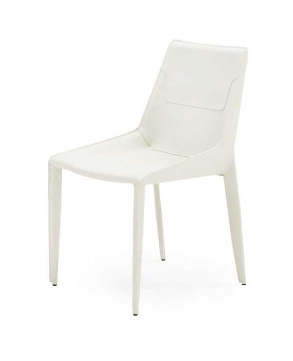 Modrest Halo - Modern Ivory Saddle Leather Dining Chair Set of 2