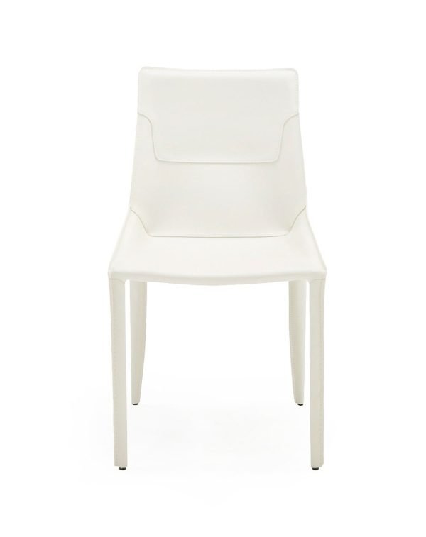 Modrest Halo - Modern Ivory Saddle Leather Dining Chair Set of 2 - Image 3