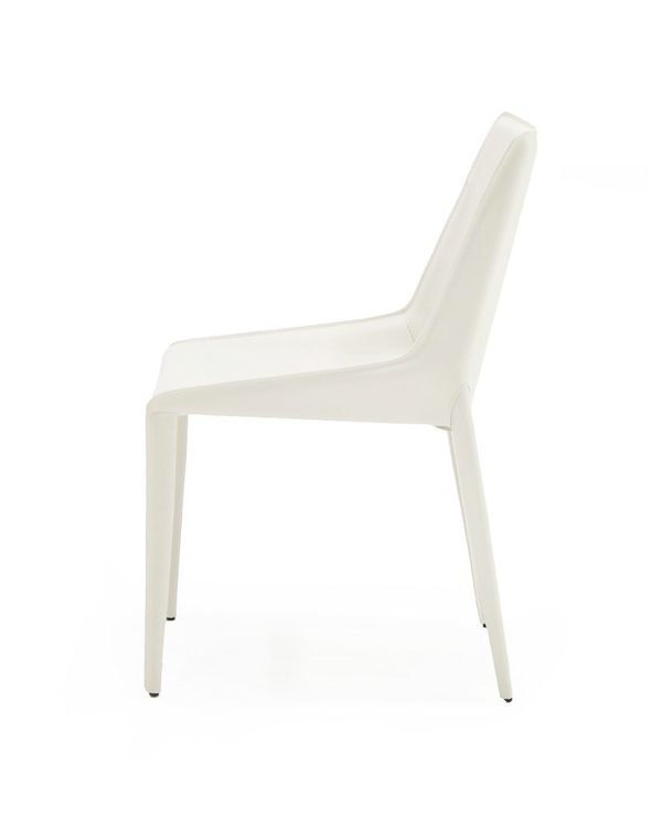 Modrest Halo - Modern Ivory Saddle Leather Dining Chair Set of 2 - Image 2