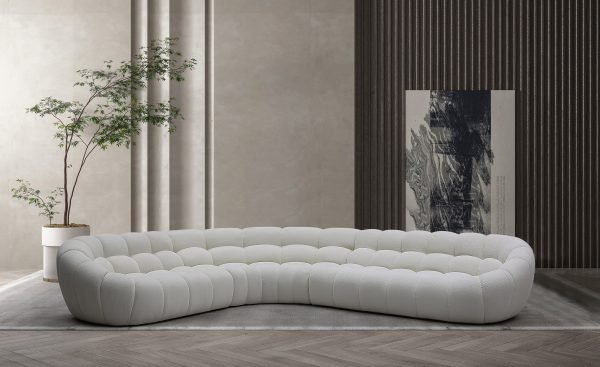 Divani Casa Yolonda - Off-White Fabric Sectional Sofa