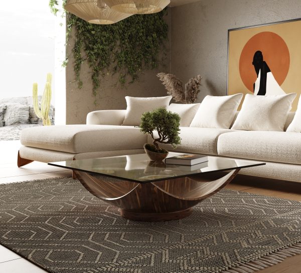 Modrest - Sunset Modern Walnut Square Coffee Table - Image 2