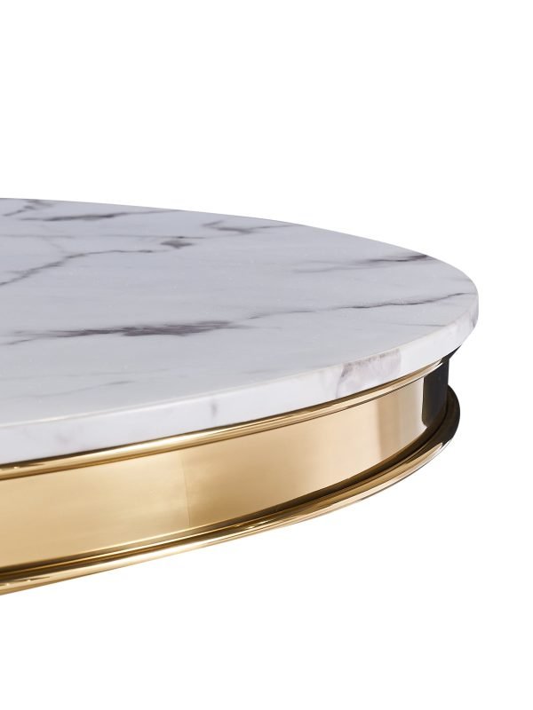 Modrest Potter - White Marble & Gold Stainless Steel Round Dining Table - Image 5