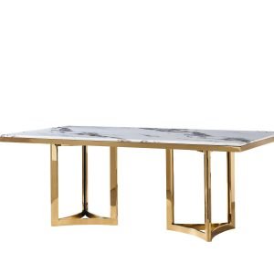 Modrest Loomis - White Marble & Gold Dining Table