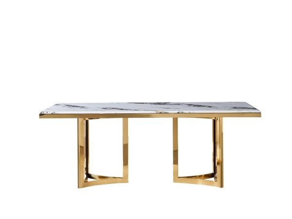 Modrest Loomis - White Marble & Gold Dining Table - Image 2