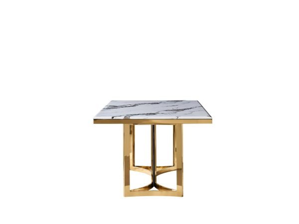 Modrest Loomis - White Marble & Gold Dining Table - Image 4