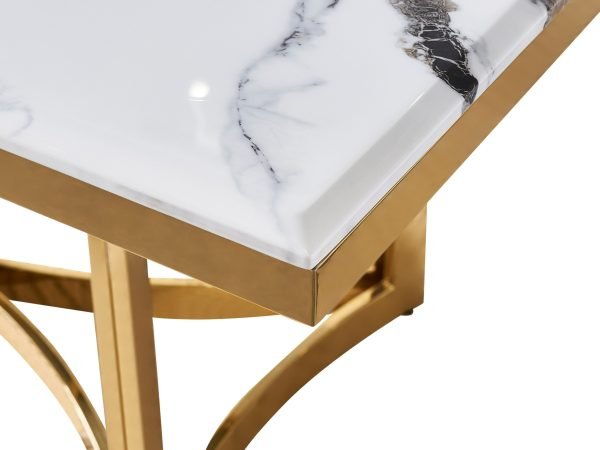 Modrest Loomis - White Marble & Gold Dining Table - Image 5