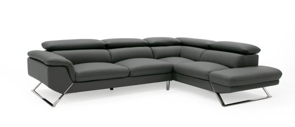 Divani Casa Seth - Modern Dark Grey Leather Right Facing Sectional Sofa