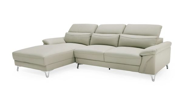 Divani Casa Sura - Modern Light Grey Leather Left Facing Sectional Sofa - Image 2