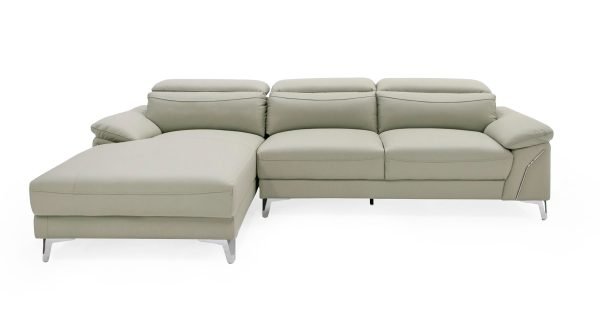 Divani Casa Sura - Modern Light Grey Leather Left Facing Sectional Sofa - Image 3