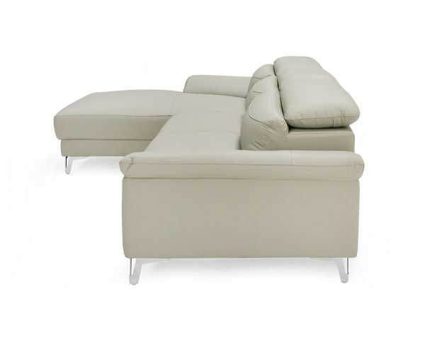 Divani Casa Sura - Modern Light Grey Leather Left Facing Sectional Sofa - Image 5