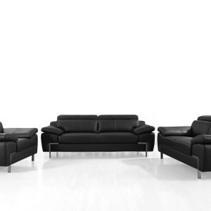 Divani Casa Grange - Modern Black Leather Sofa Set