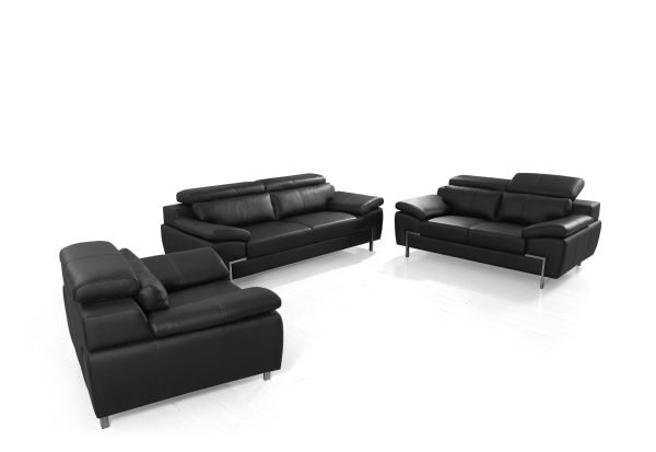 Divani Casa Grange - Modern Black Leather Sofa Set - Image 2