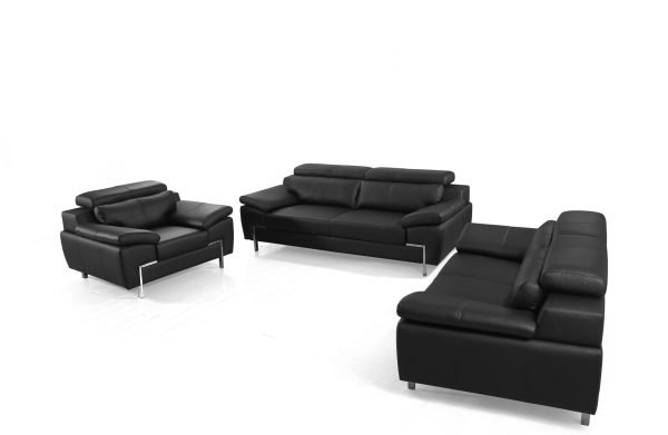 Divani Casa Grange - Modern Black Leather Sofa Set - Image 3
