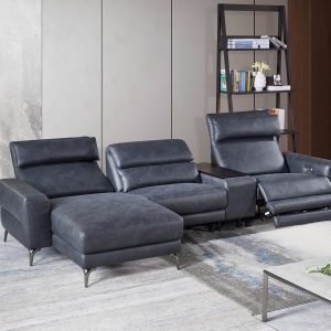 Divani Casa Laramie - Modern Charcoal Grey Vegan Leather Left Facing Sectional With Power Recliners